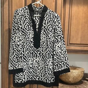Black and White Zebra Print Tunic with beaded details Worn once.